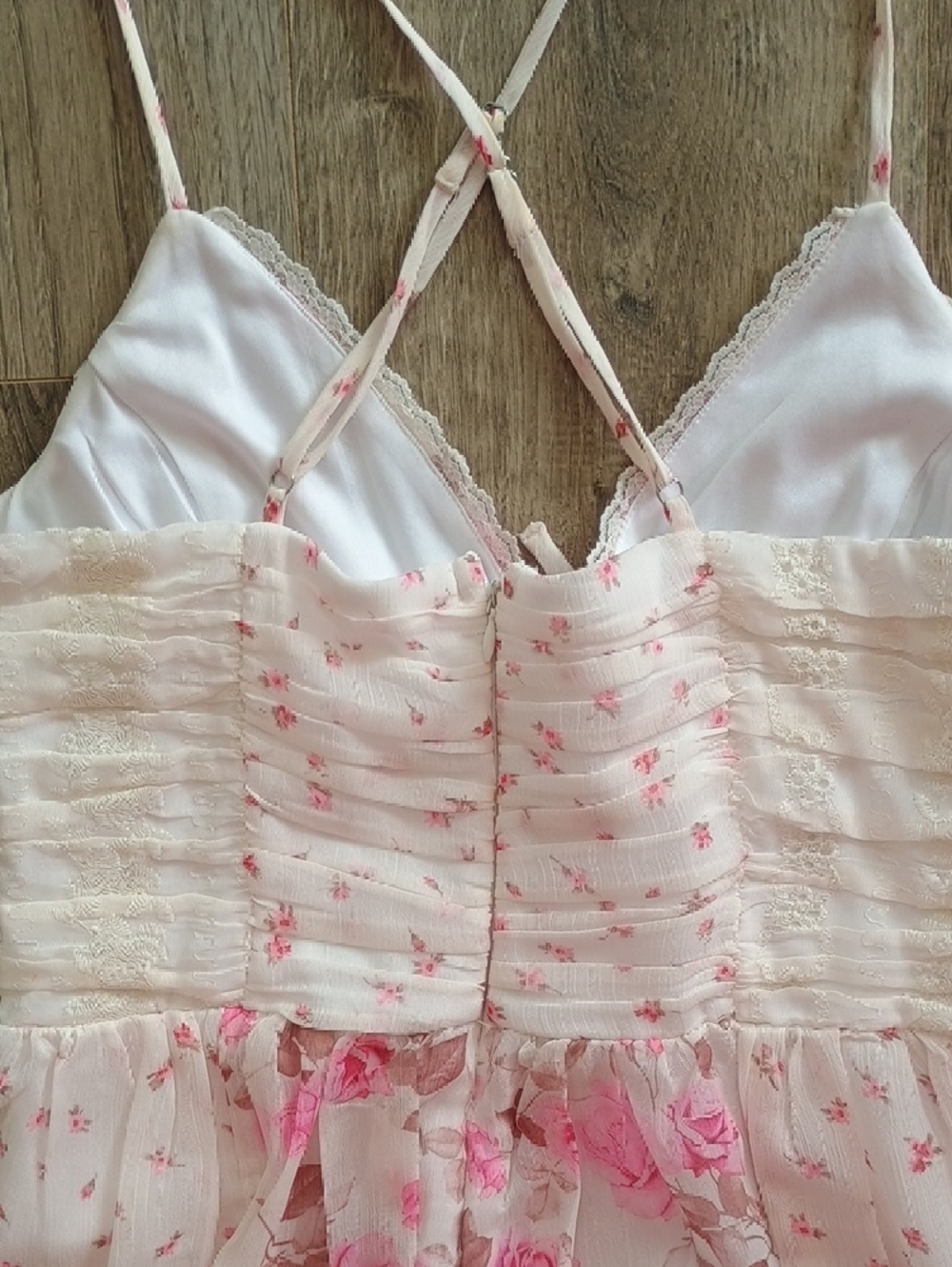Altar'd State Cream and Pink Floral Tiered Maxi Dress - Picture 6 of 6